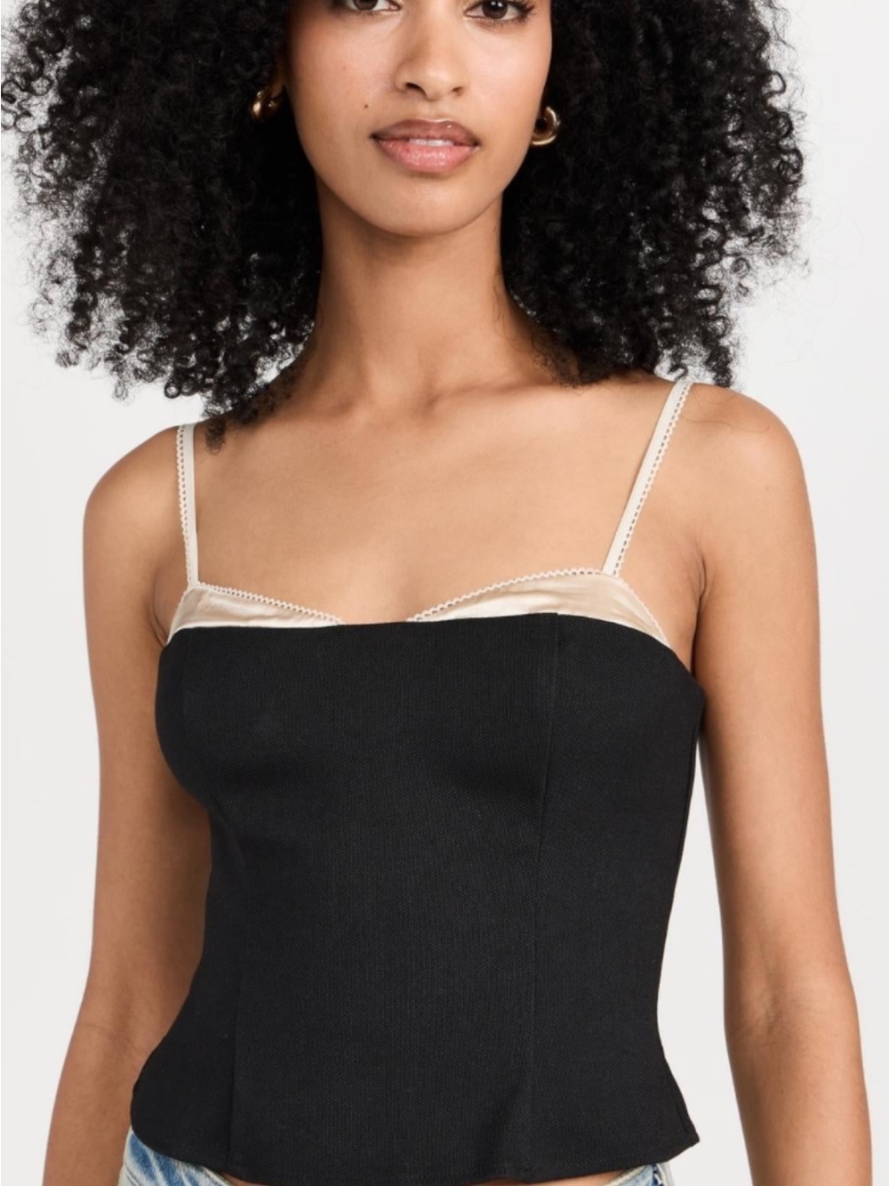 Reformation Melanie Tank Top Black & Cream Bustier Camisole